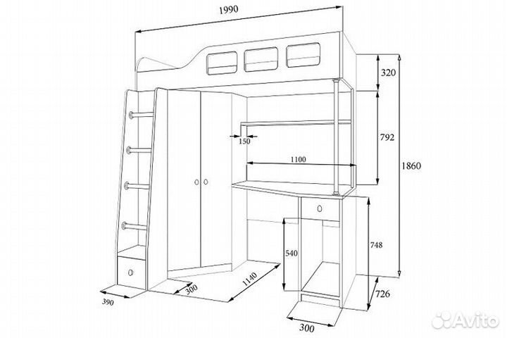 Кровать чердак 