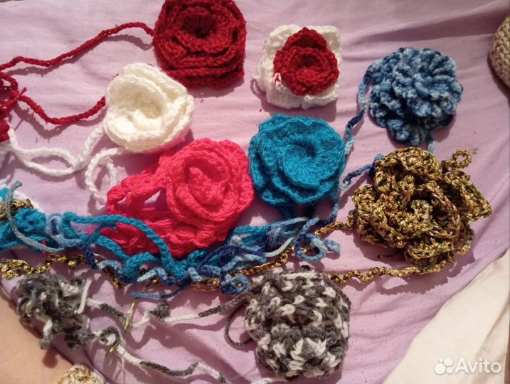 Чекеры вязанные цветок