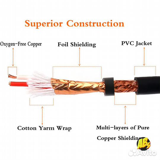 Кабель TRS - XLR балансный для мониторов jack 6.3