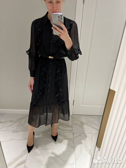 Черное платье миди Mango