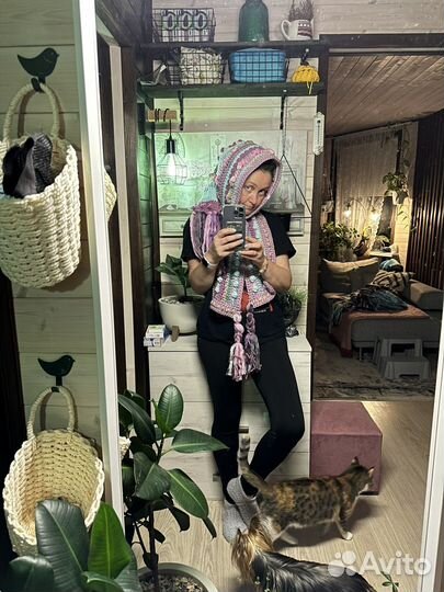 Шапка капюшон ручная вязка