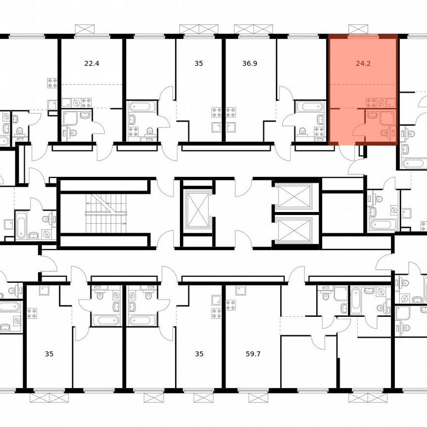 Квартира-студия, 24,2 м², 24/24 эт.