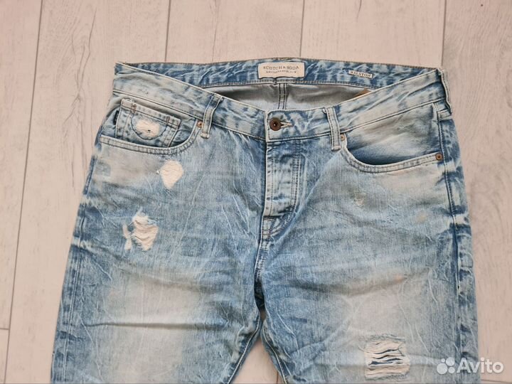 Джинсы широкие y2k scotch and soda с разрывами