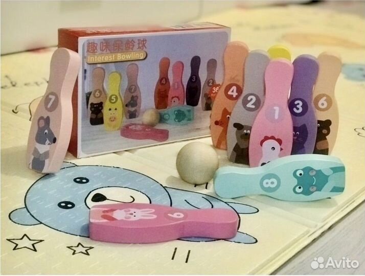 Детская деревянная игрушка - Боулинг