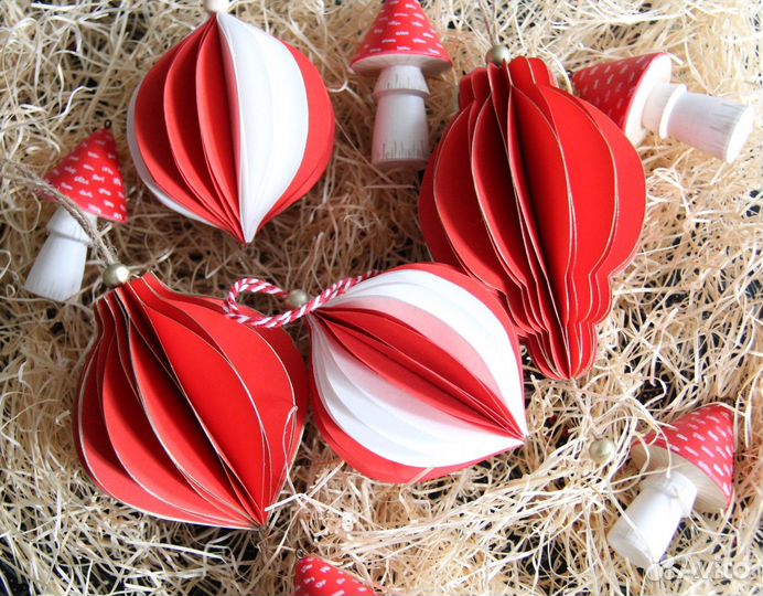 Ёлочные игрушки из бумаги как Н&М Zara home