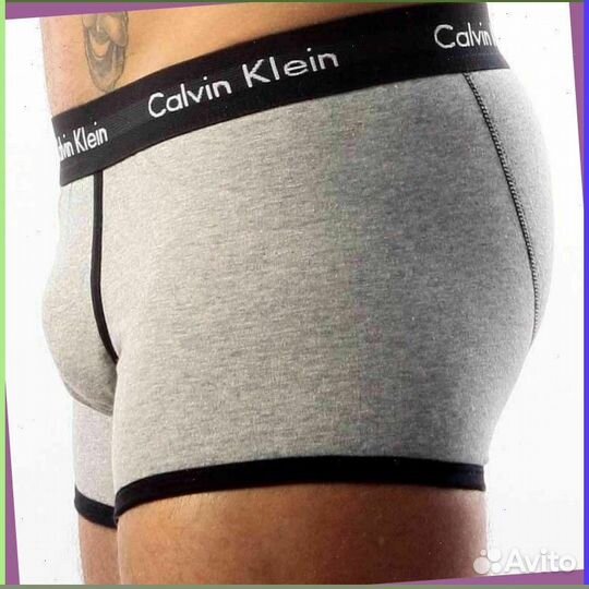 Боксеры Calvin Klein серые с черной резинкой