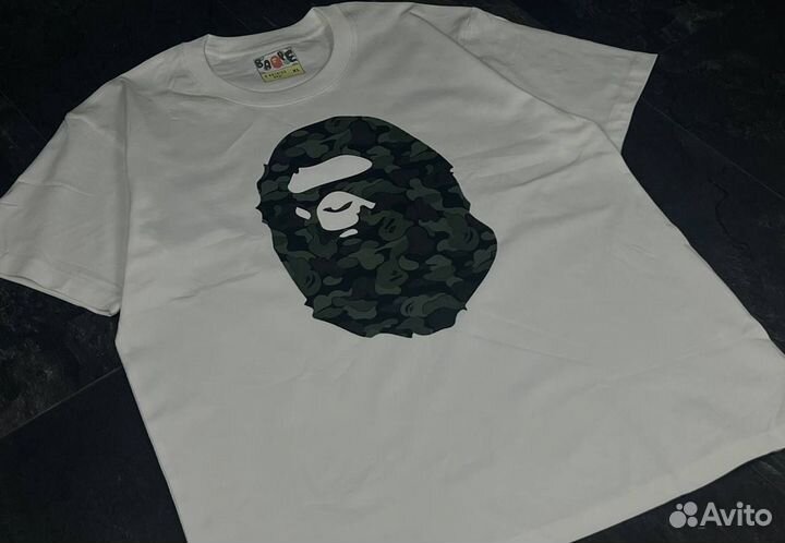 Хлопковая футболка bape BIG head APE lux