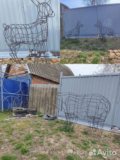 Олень из проволоки Шар габион Фигуры из проволоки