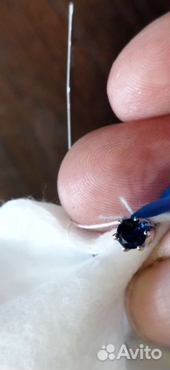 Серебряные серьги с фианитом, сапфир