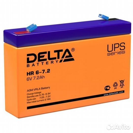 Аккумулятор для ибп Delta HR 6-7,2 (6В 7,2 Ач)