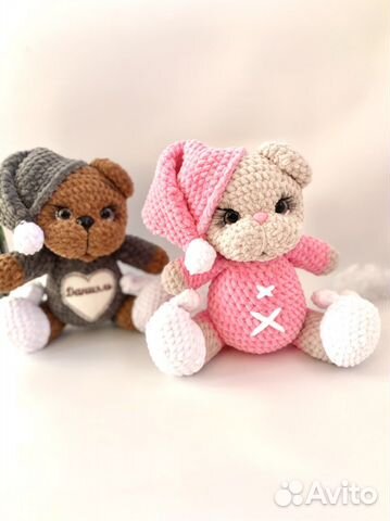 Вязаный мишка игрушка ручной работы