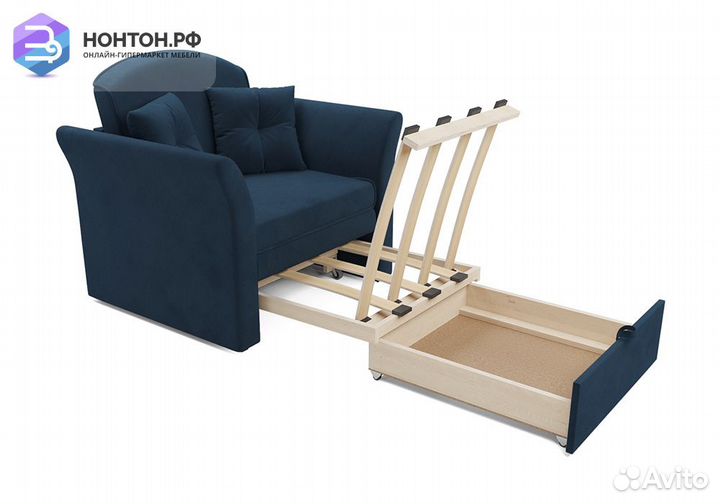 Кресло выкатное Малютка 2 велюр темно-синий