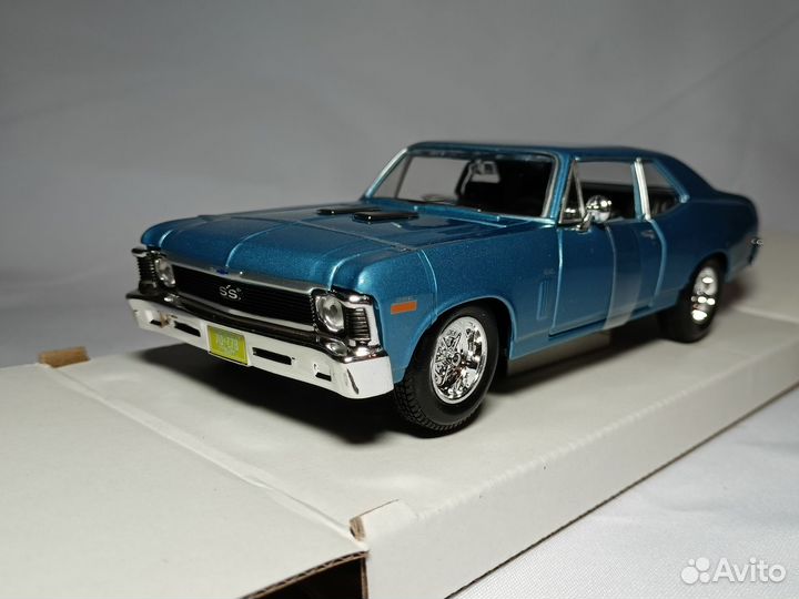 Модель Chevrolet Nova SS blue 1970 1:24 Maisto