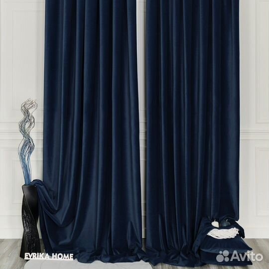 Комплект штор бархат Богема Синий