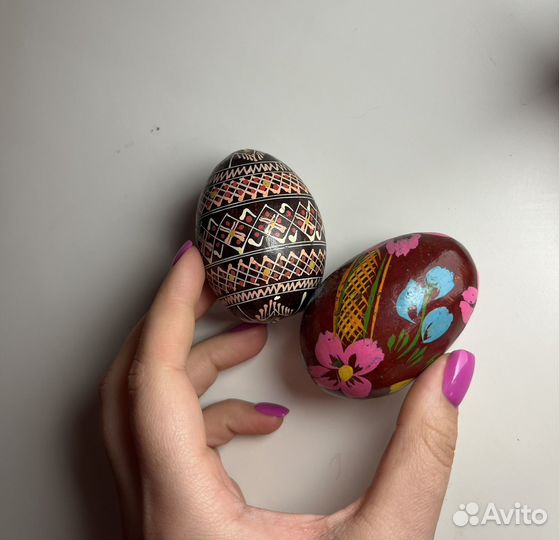 Яйцо деревянное расписное СССР