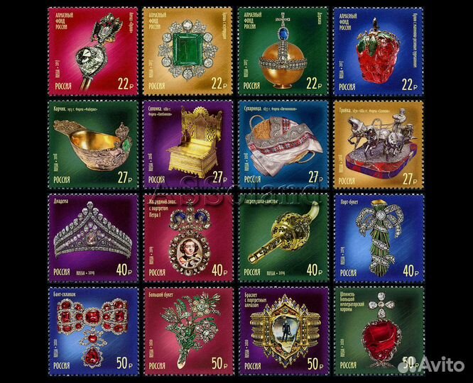 Россия 2017-2020 Сокровища России Серия 16 марок