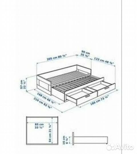 Кровать кушетка IKEA бримнэс с 2мя матрасами