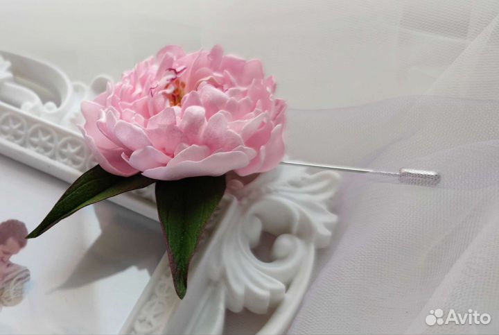 Брошь с пионом, брошь-пин для пальто или свитера