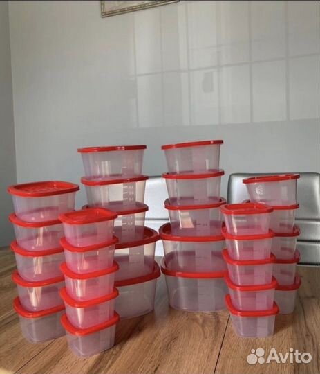 Контейнеры пищевые с крышкой новые, набор 30 шт