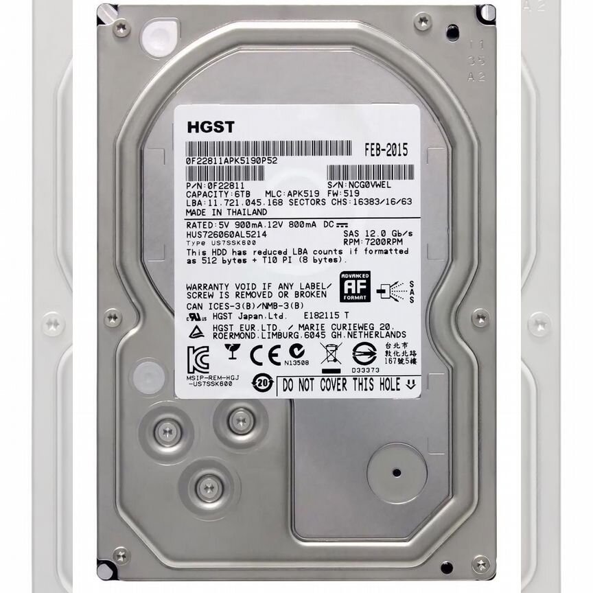 [HUS726060AL5214] Жесткий Диск Hgst 6tb Sas 3,5 Hus726060al5214
