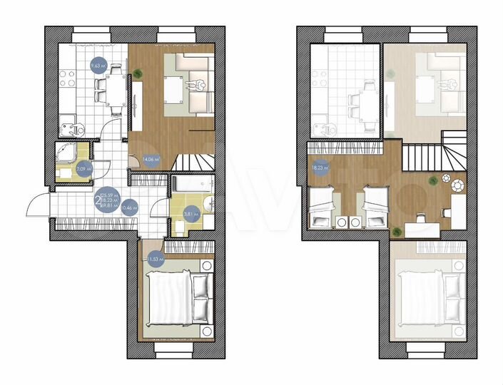 2-к. квартира, 69,8 м², 4/5 эт.