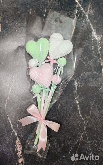 Вязаный букет подарок день влюблённых, 8 марта