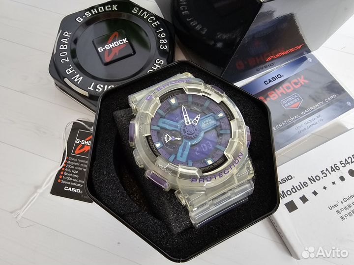 Часы casio g shock ga 110 фиолетовые прозрачные