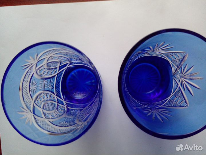 Стаканы хрусталь кобальт винтаж СССР 1950-е гг