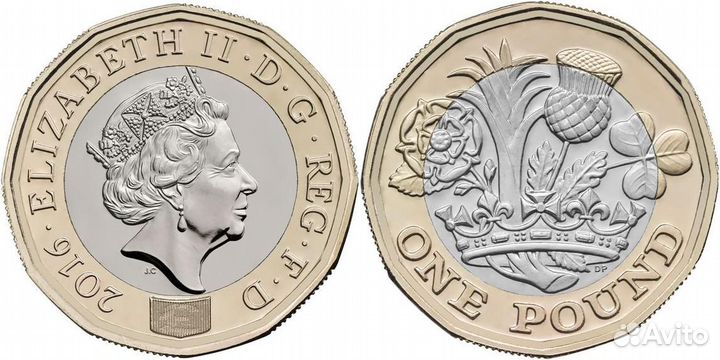 Великобритания 1 фунт биметалл