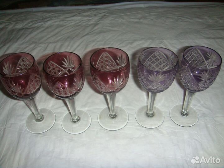 Фужеры, бокалы. Марганцевое стекло. СССР