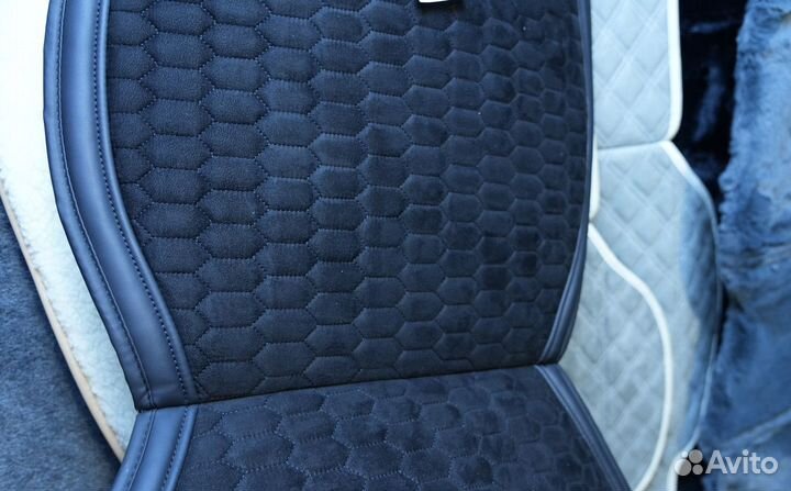 Накидки на сидения (соты) алькантара чёрная