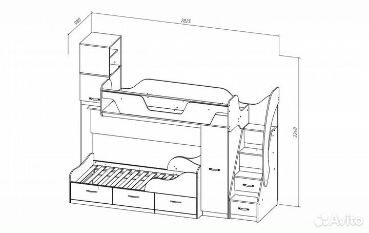 Двухярусная кровать Корсар