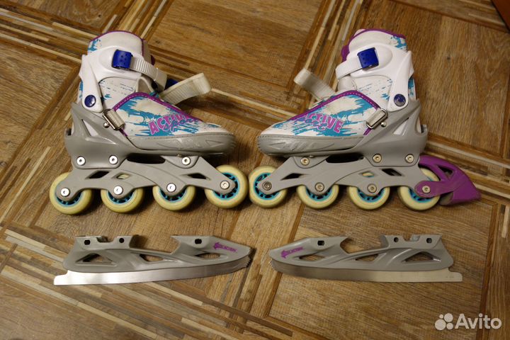 Роликовые коньки раздвижные 2 в 1 р. 33-36