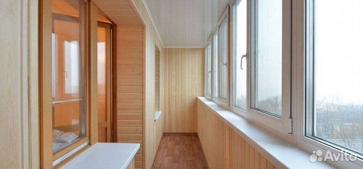 Лоджия пластиковая с шумоизоляцией и отделкой