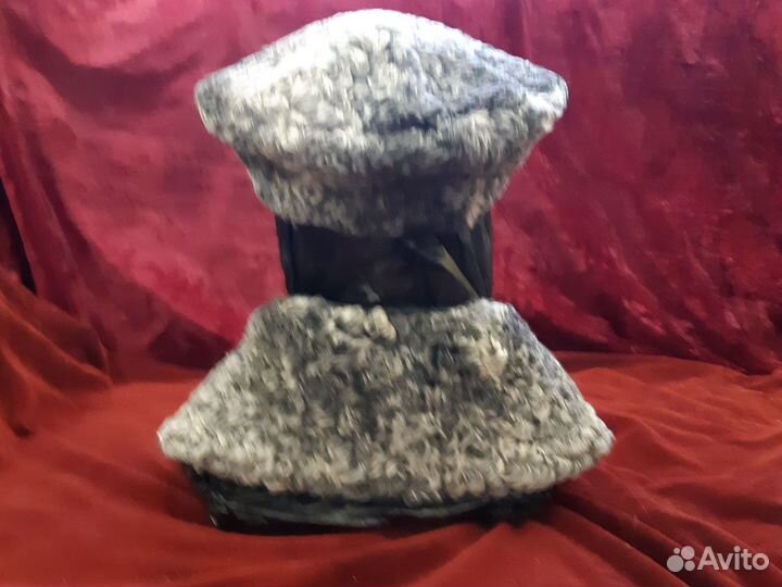 Берет+ воротник каракуль военный
