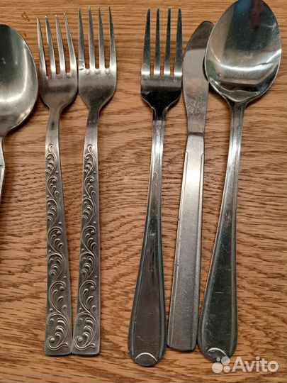 Ложки, вилки, нож нержавейка СССР микс