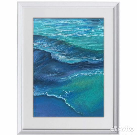 Картина море пастелью