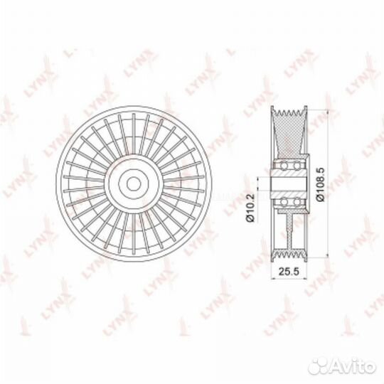 Lynxauto PB-7077 Ролик обводной приводного ремня L
