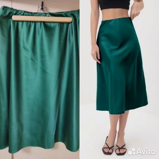 Новая атласная юбка на резинке, р. 54