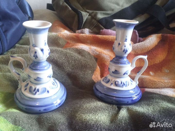 Подсвечник гжель фарфор вьюнок