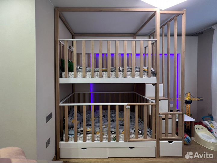 Двухярусная кровать для погодок с рождения