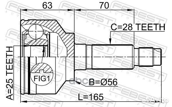 Шрус наружный 25x56x28 (KIA sorento (FY) 2002-2