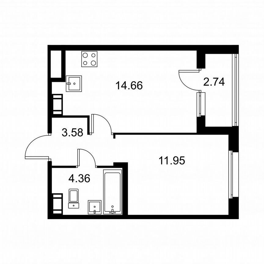 1-к. квартира, 35,9 м², 5/9 эт.