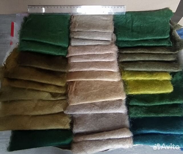 Вата льняная цветная окрашенная слоистая
