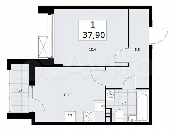 1-к. квартира, 37,9 м², 3/17 эт.