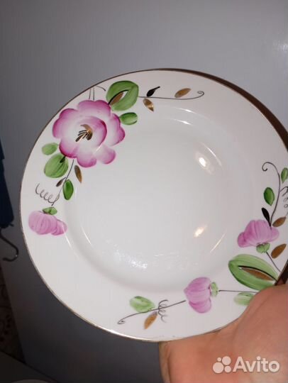 Тарелки дулево СССР ручная роспись деколь