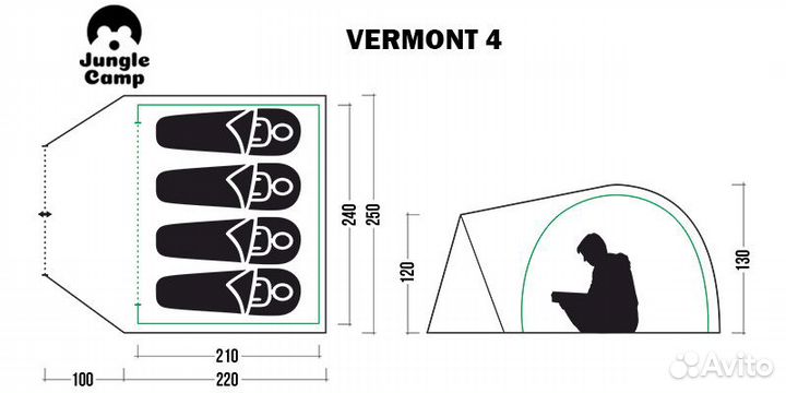 Четырехместная палатка Jungle Camp Vermont 4
