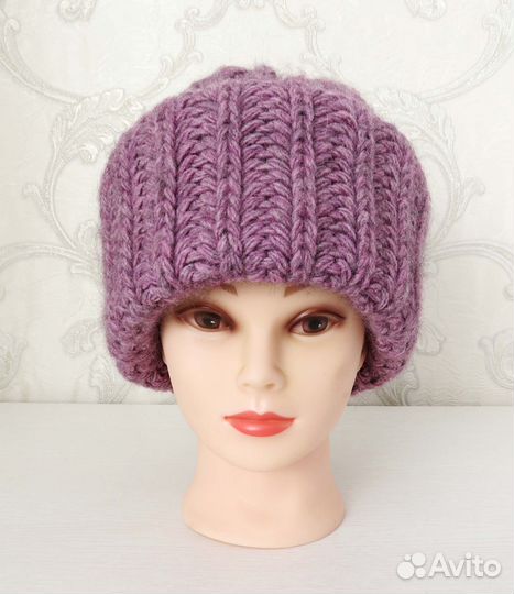 Шапка шерсть вязаная новая зимняя альпака