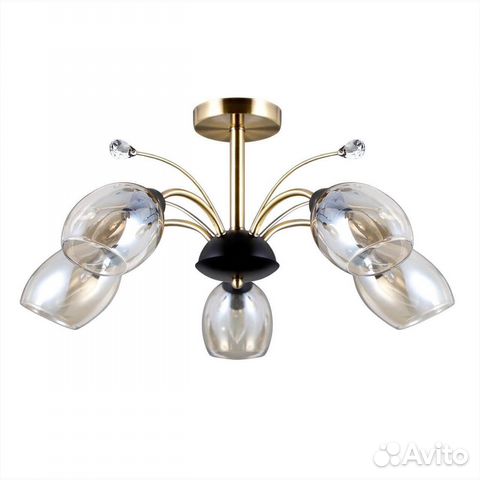 Люстра металл и стекло в спальню модерн