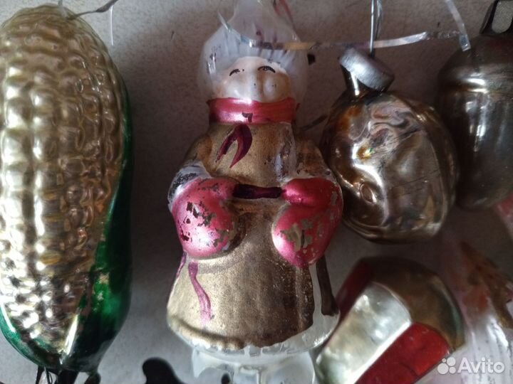 Елочные игрушки СССР на прищепке и дед.мороз